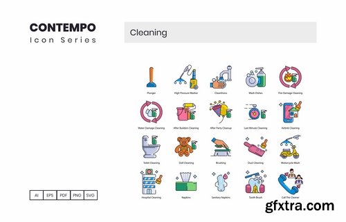 60 Cleaning Icons  Contempo Series