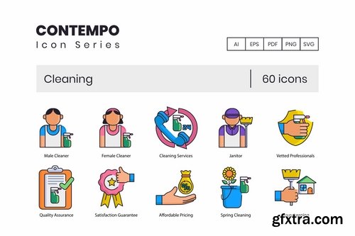 60 Cleaning Icons  Contempo Series