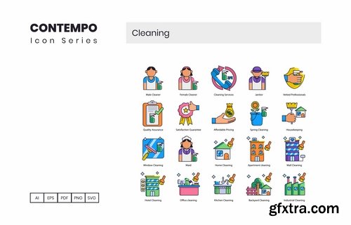 60 Cleaning Icons  Contempo Series