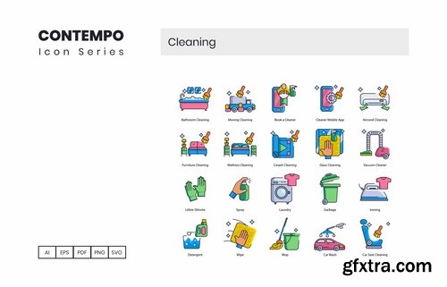 60 Cleaning Icons  Contempo Series