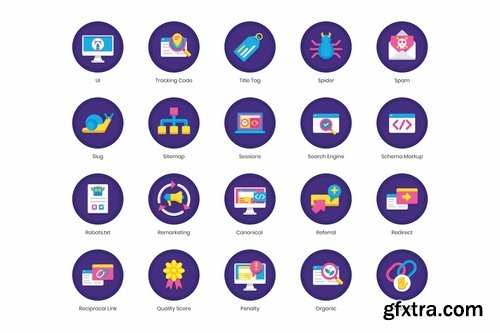 85 Internet Marketing Icons Orchid Series