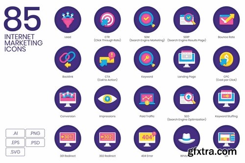 85 Internet Marketing Icons Orchid Series