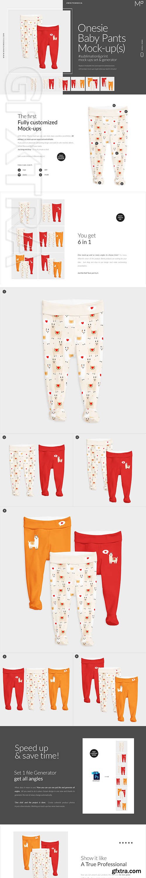 CreativeMarket - Onesie Baby Pants Mock-up Generator 3692087