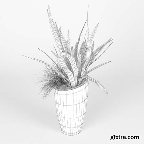 Cgtrader - Slant Light Grey Tall Planter grass 3D model