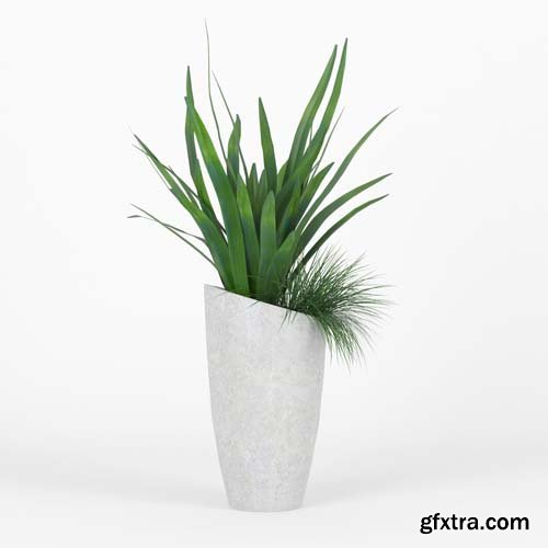 Cgtrader - Slant Light Grey Tall Planter grass 3D model