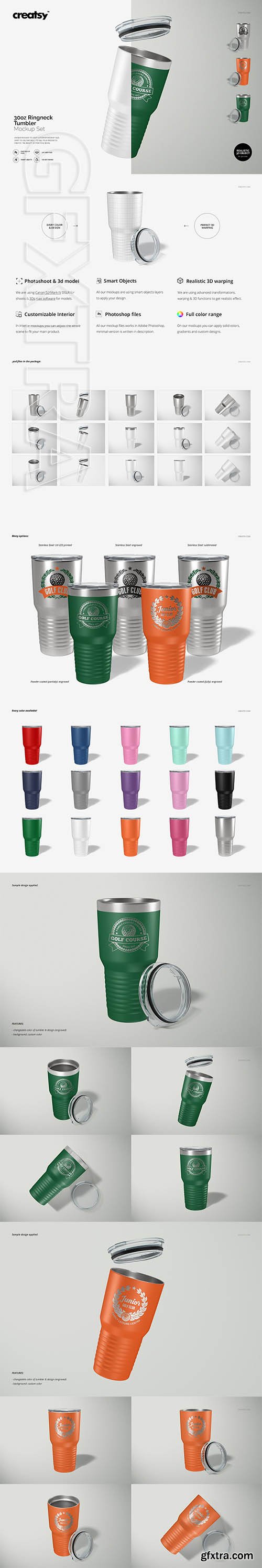 CreativeMarket - 30oz Ringneck Tumbler Mockup Set 3508642