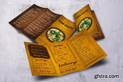 Asian Cuisine Trifold Menu Design