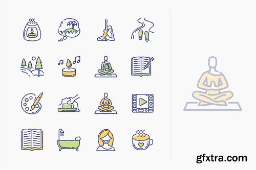 Relaxation Techniques Icons - Outline Series