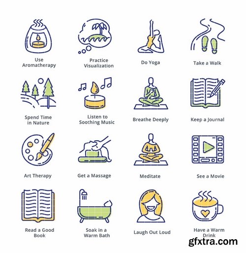 Relaxation Techniques Icons - Outline Series