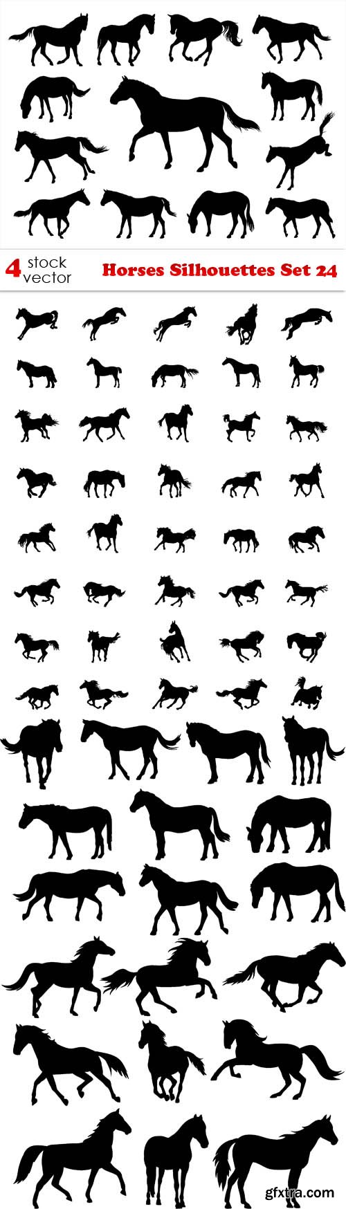 Vectors - Horses Silhouettes Set 24