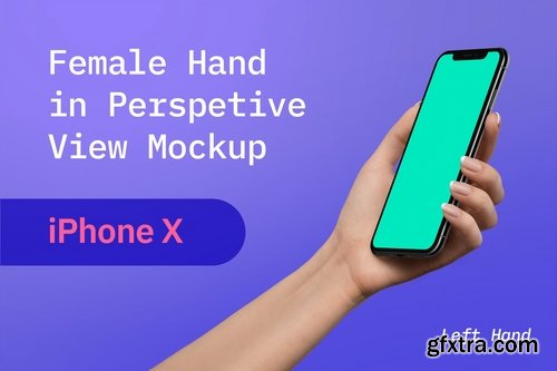 Left Female Hand Holding iPhone – Perspective View