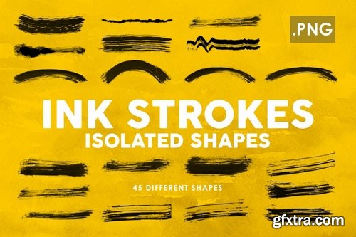 45 Ink Strokes PNG Shapes