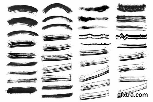 45 Ink Strokes PNG Shapes