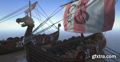 Cgtrader - Game Ready Medieval Viking Ship Pack Low-poly 3D model