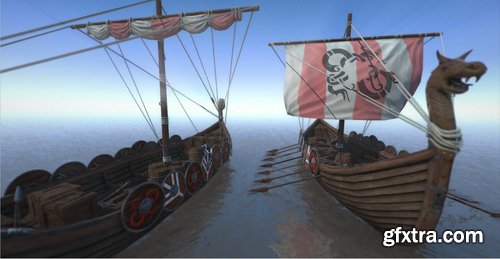 Cgtrader - Game Ready Medieval Viking Ship Pack Low-poly 3D model