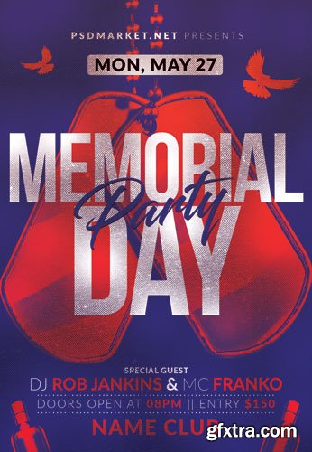 MEMORIAL DAY CLUB PARTY FLYER – PSD TEMPLATE