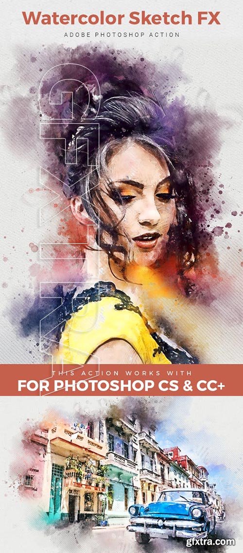 GraphicRiver - Watercolor Sketch FX - Photoshop Action 23729628