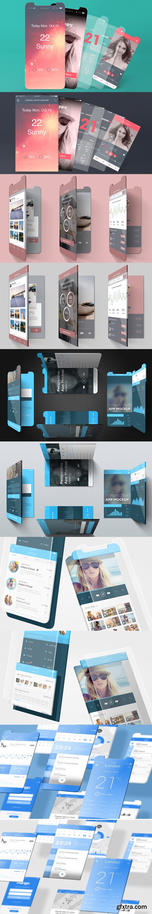 Multi iOS App Screens PSD Mockups for iPhone