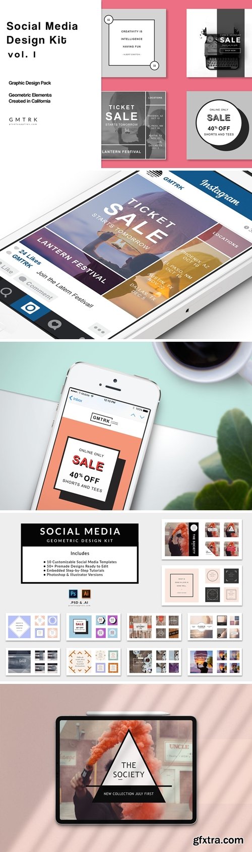 Geometric Social Media Template Design Kit