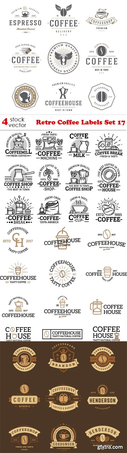 Vectors - Retro Coffee Labels Set 17