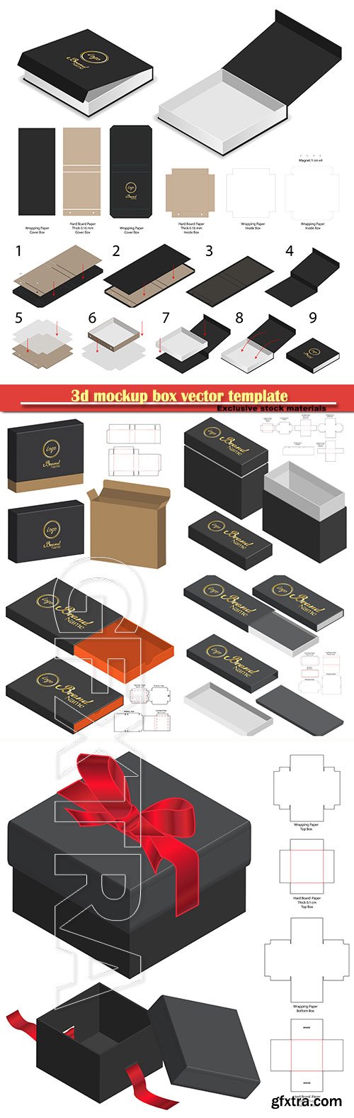 3d mockup box vector template