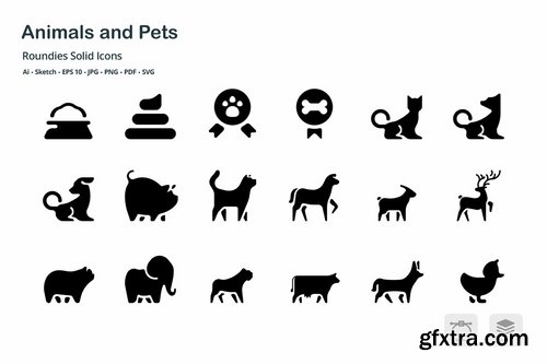 Animals and Pets Roundies Solid Glyph Icons