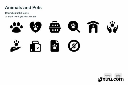 Animals and Pets Roundies Solid Glyph Icons