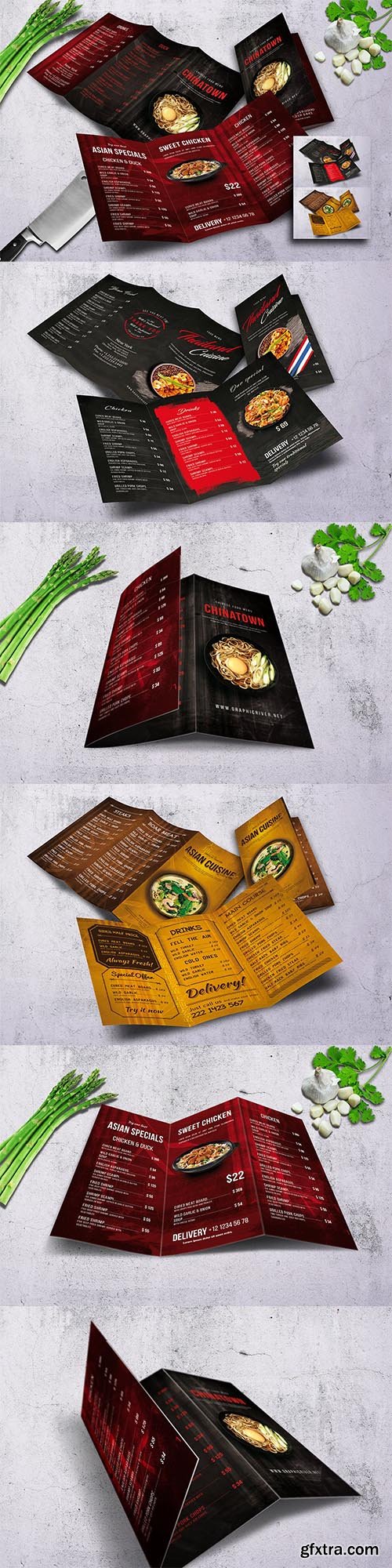 Different Cuisine Trifold Menu Bundle