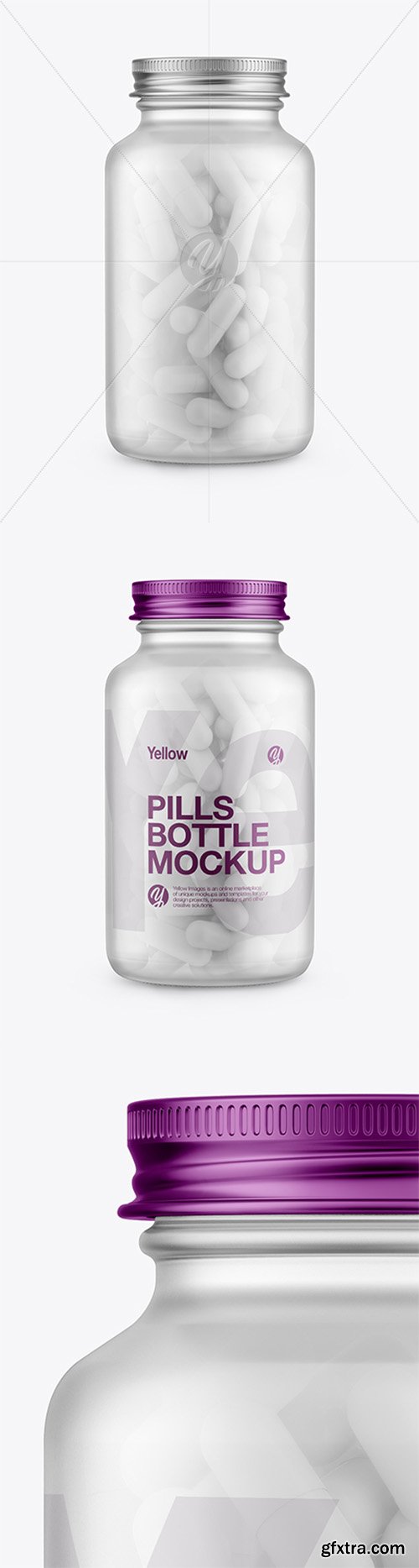 Frosted Glass Bottle With Pills Mockup 39077