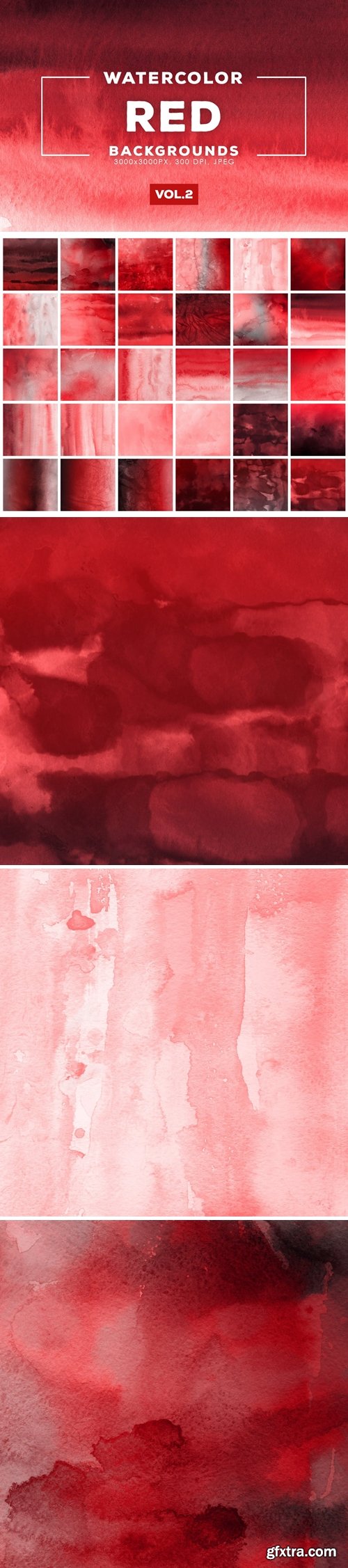 Watercolor Red Backgrounds Vol.2