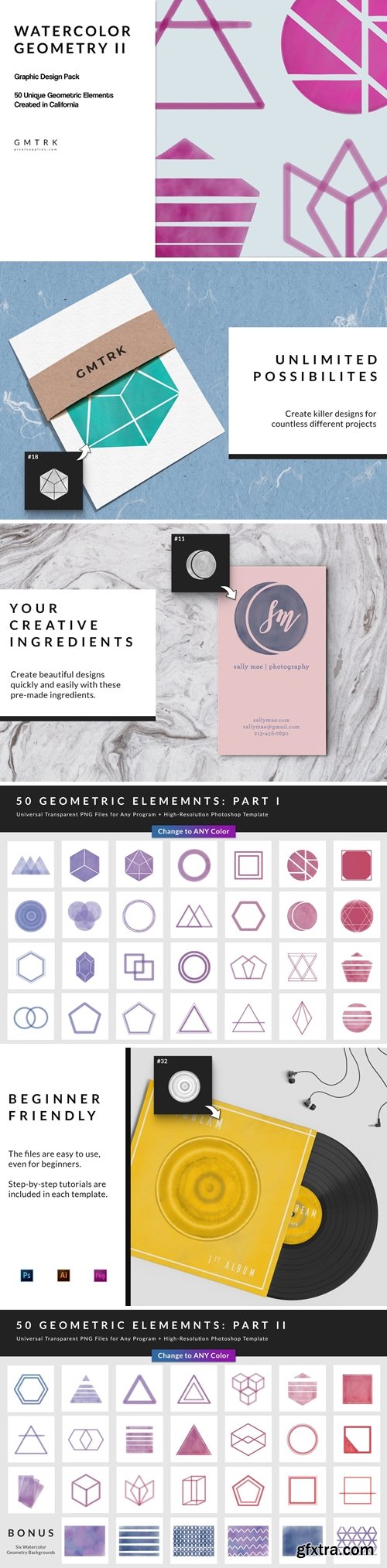 Geometric Watercolor Design Kit II