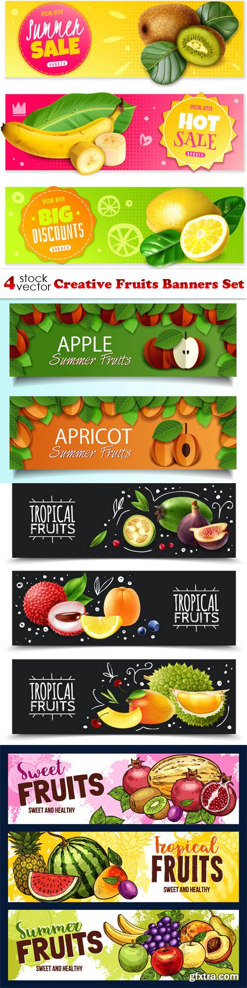 Vectors - Creative Fruits Banners Set