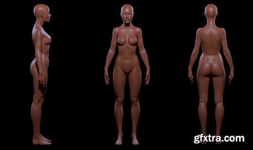 Cgtrader - Realistic Basemesh Male and Female Body - Rigged Low-poly 3D model