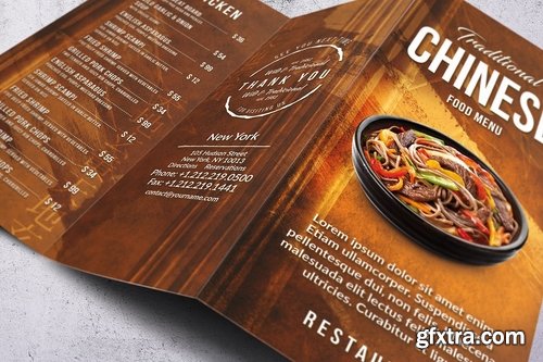 Chinese A4 & US Letter Trifold Food Menu V2