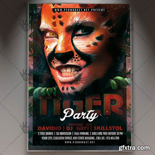 Tiger Party Flyer – PSD Template