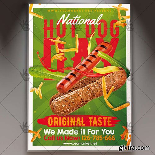 National Hot Dog Day Flyer – PSD Template