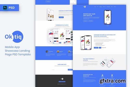 Mobile App Showcase - Landing Page PSD Template