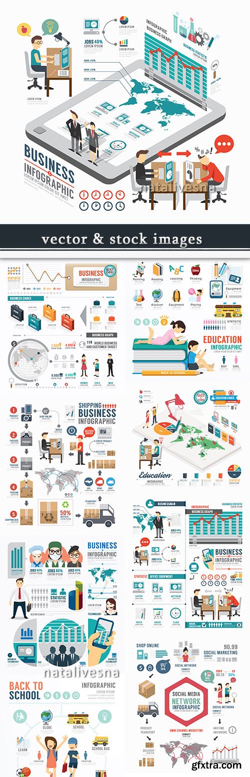 Business infographics options elements collection 55