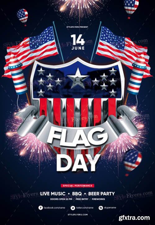 Flag Day V1 2019 PSD Flyer Template