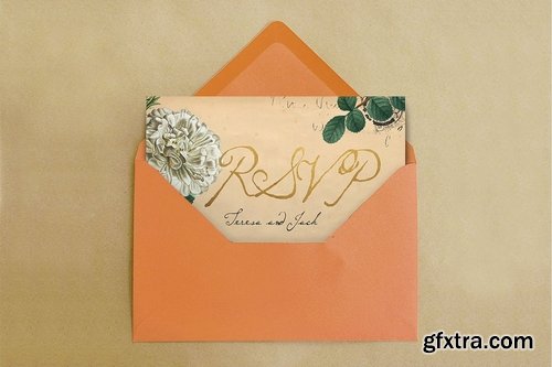 Vintage Floral Postcard Invitation Package