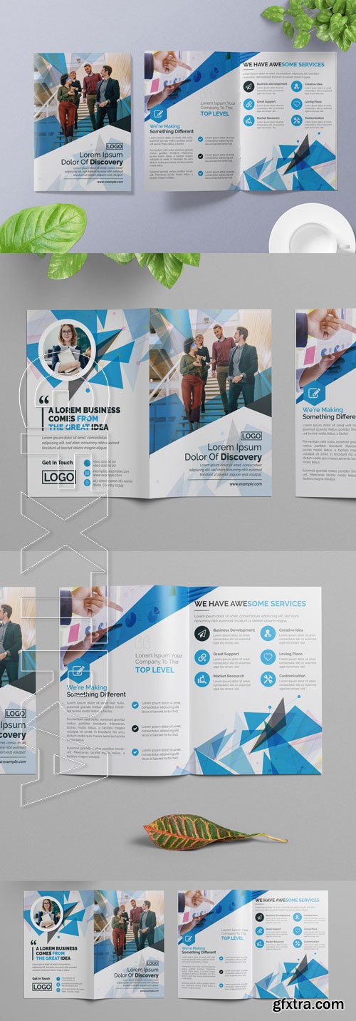 Blue Abstract Bifold Brochure Layout 266786771