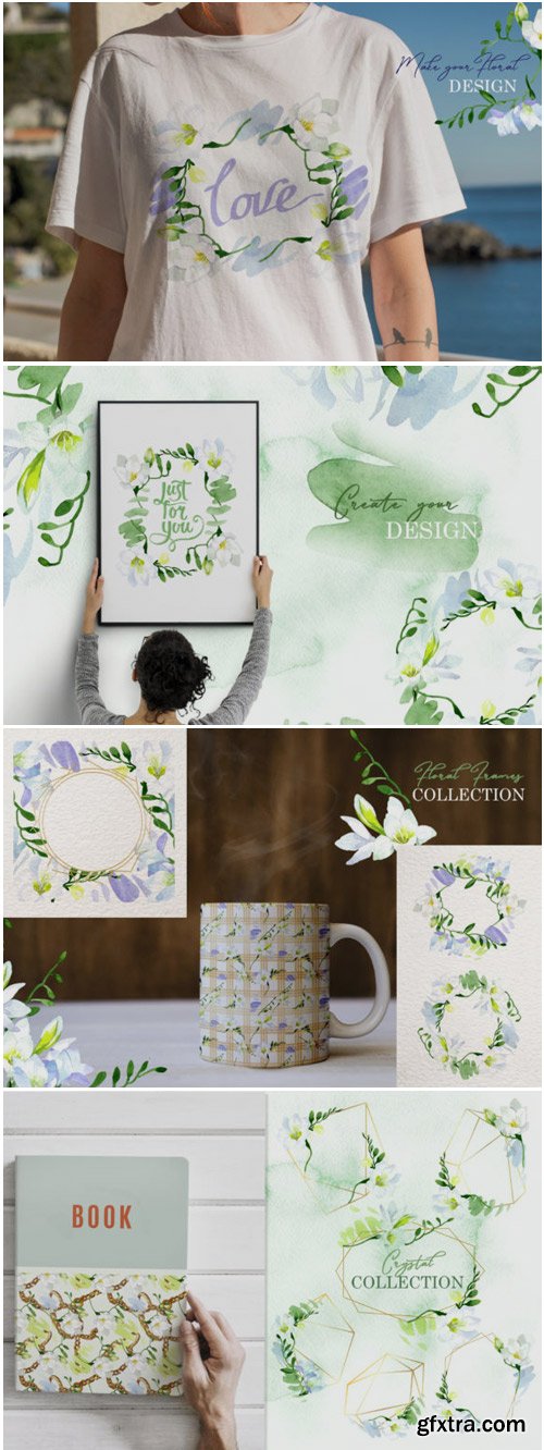 White Freesia Watercolor Png 1363694