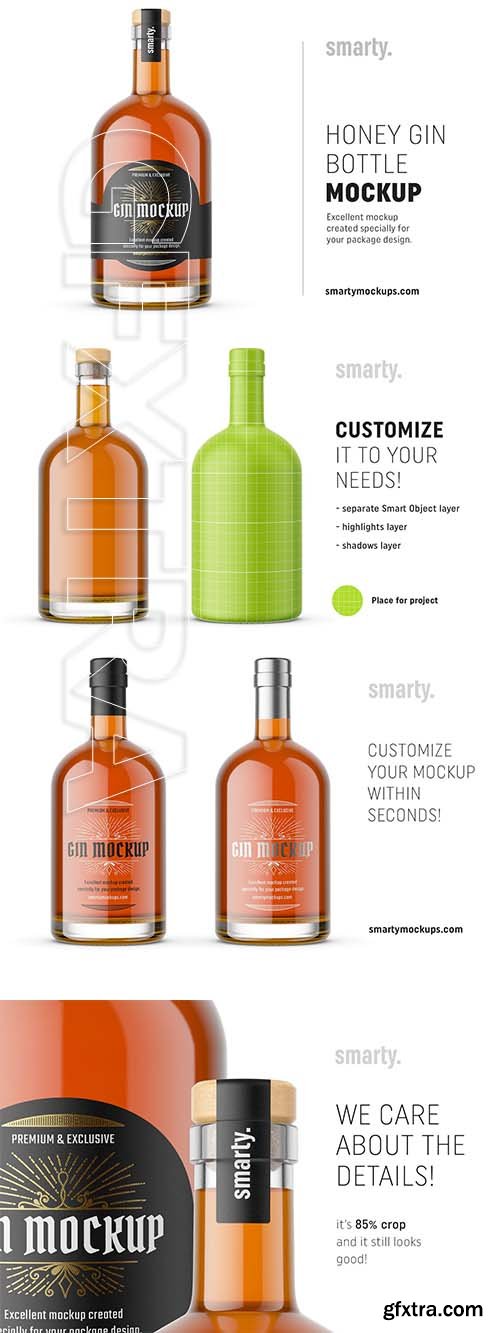 CreativeMarket - Honey gin bottle mockup 3762499