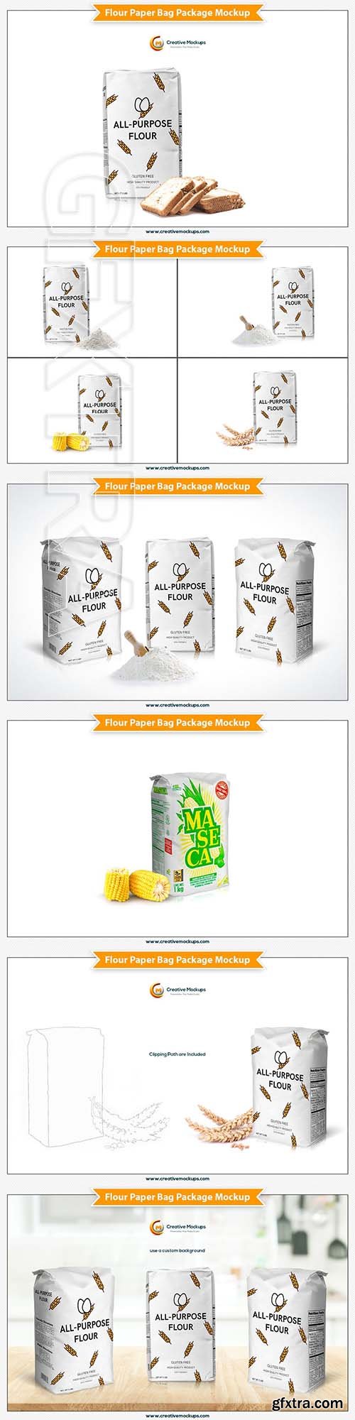 CreativeMarket - Flour Paper Bag Package Mockup 3746813