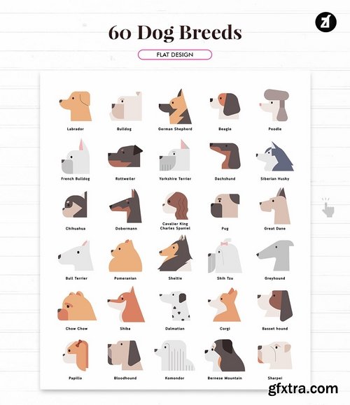 60 Dog breeds elements