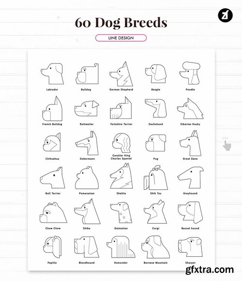 60 Dog breeds elements