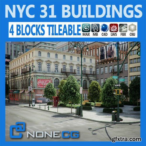 Cgtrader - NYC - 4 Blocks - 31 Buildings 3D model