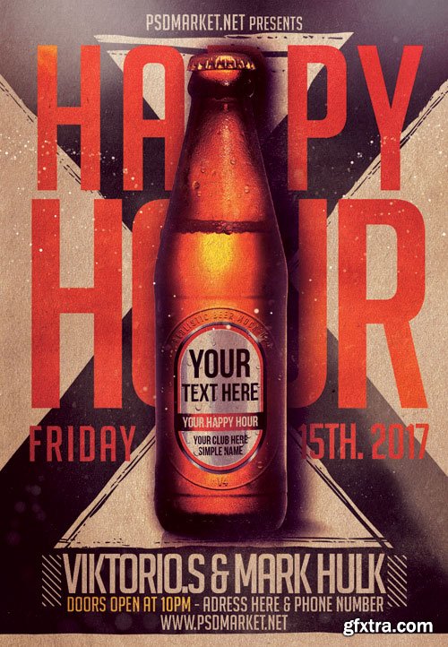 HAPPY HOUR NIGHT – PREMIUM FLYER PSD TEMPLATE