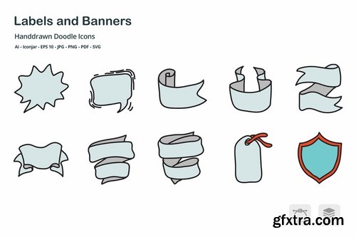 Labels and Banners Handdrawn Doodle Icons