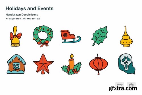 Holidays and Events Handdrawn Doodle Icons